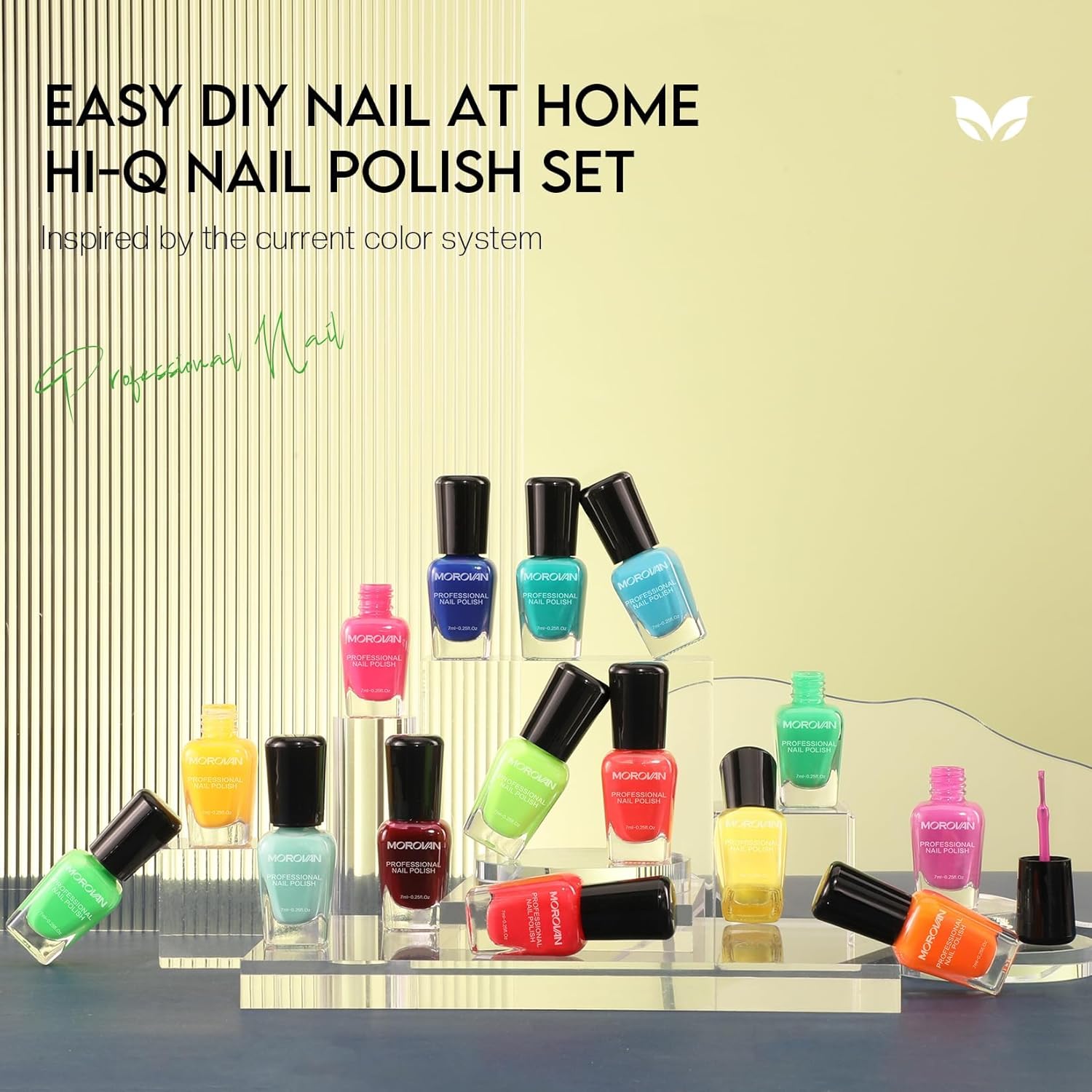 Morovan Neon Nail Polish Set: Rainbow Quick Dry 15 Vibrant Colors Fingernail Polish Regular Nail Polish Kit Finger Nail Polish Pack Spring Summer Gifts for Women - Image 2