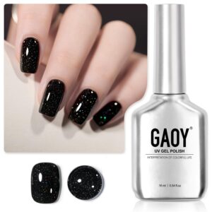 GAOY Black Reflective Glitter Gel Nail Polish, 16ml Flash Holographic Soak Off Gel Polish, UV Light Cure for Nail Art DIY at Home, 2910 Space Glitter
