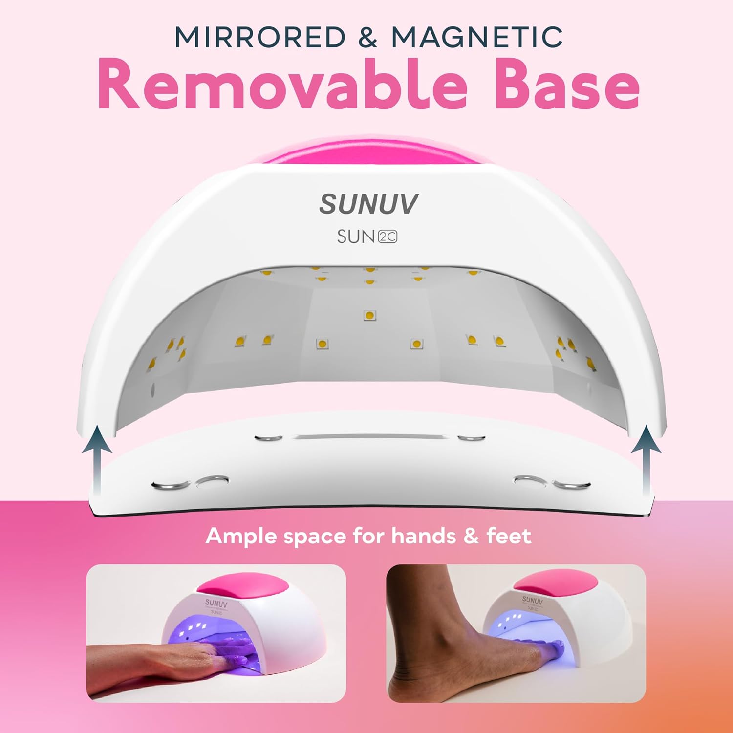 SUNUV SUN2C 48W UV Light for Nails, UV LED Nail Lamp with 4 Timer Settings, Curing Lights Compatible with All Gel Polish Rose - Image 6