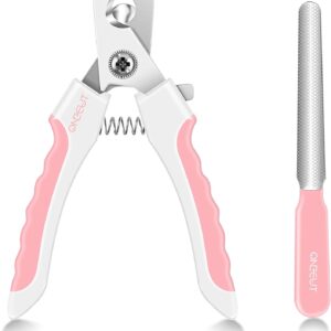 OneCut 6" Dog Nail Clippers for Small, Medium and Large Breed Professional Pet Nail Trimmers -Suitable for Cats, Rabbits and Guinea Pigs with Safety Guard to Avoid Over Cutting (Pink)