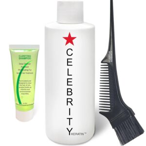 CELEBRITY KERATIN Hair Treatment Conditioning Straightening Keratin Proteins Amino Acids Argan Castor Oils Repair Damaged Color Treated Curly Straight Coarse Thin Hair