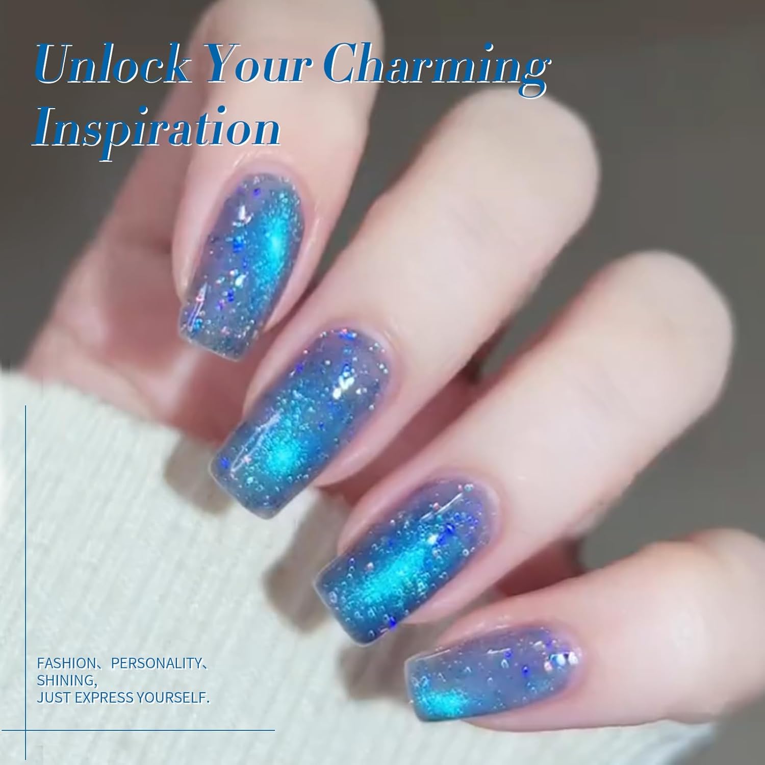BORN PRETTY 15ML Blue Holographic Glitter Cat Magnetic Gel Nail Polish for DIY Manicure - Image 3