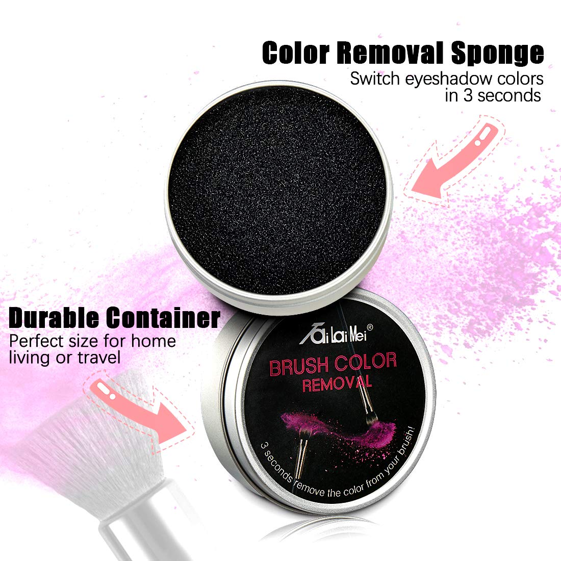 TailaiMei 2 Pack Color Removal Cleaner Sponge, Quickly & Easily Clean Makeup Brushes Powder Without Water or Chemical Solutions Eliminating Drying Time - Switch Eyeshadow Colored Immediately - Image 5