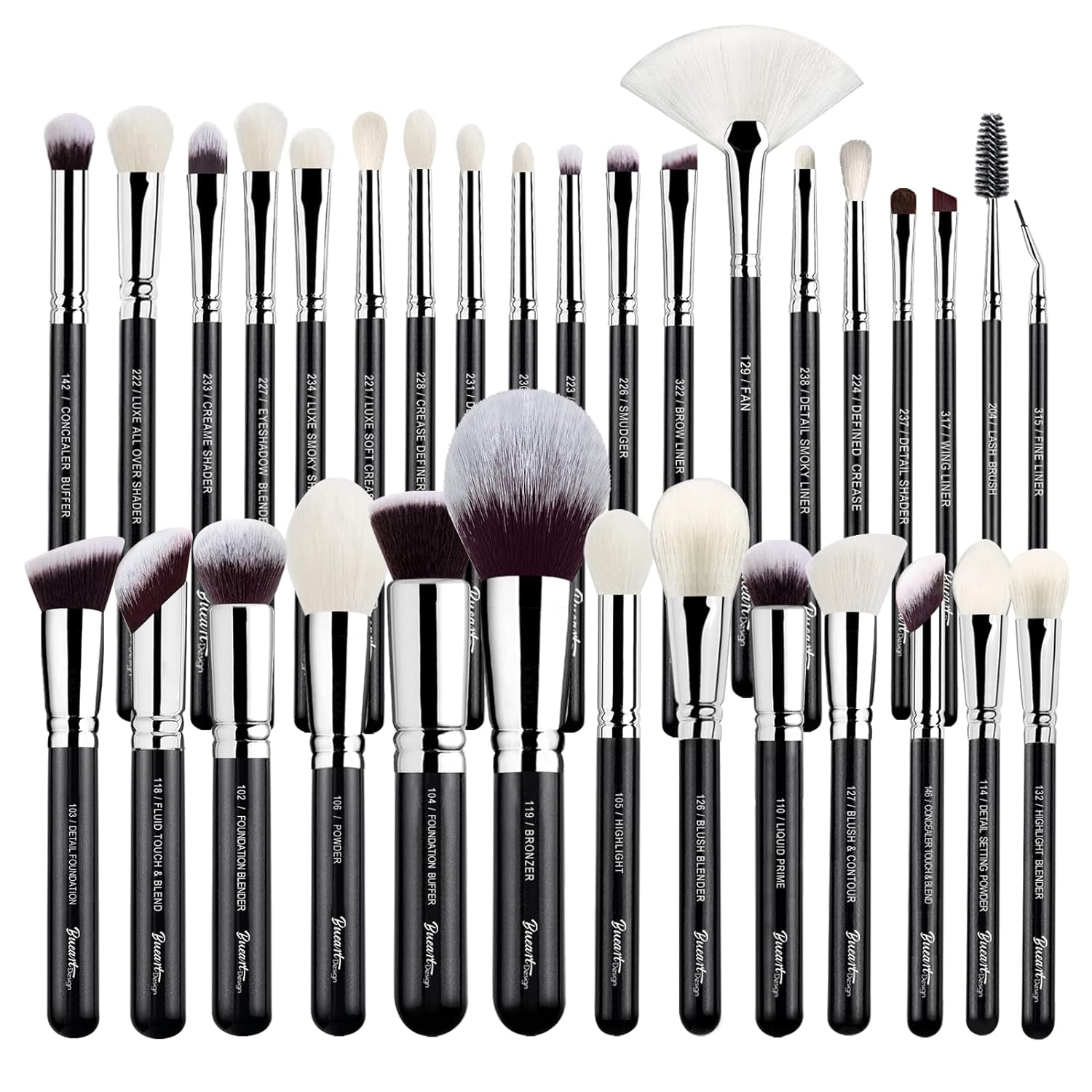 Pro makeup Artist Brushes Set 32Pcs Luxury Goat Hair Horse hair Makeup Brush Set eye and face brushes for every possibility By Bueart Design - Image 8