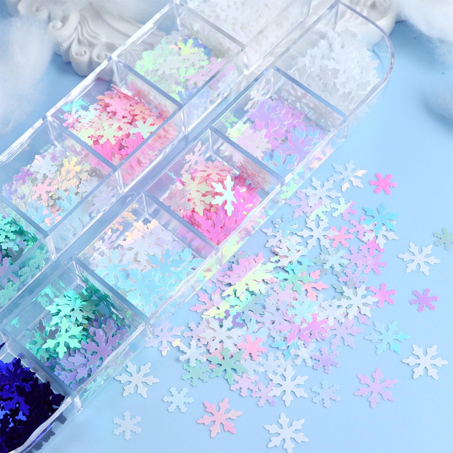 12 Grids Christmas Holographic Snowflake Glitter Sequins for Acrylic Nail Art - Image 3