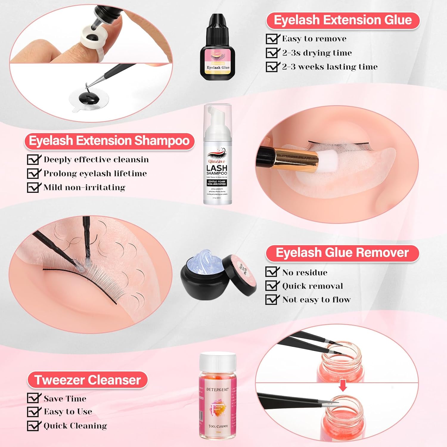Lash Kit for Eyelash Extension Beginners Eyelash Extension Kit with Lash Mannequin Head, Eyelash Extension Practice Starter Kit with Everything USB Fan Lash Glue False Eyelash Lash Shampoo - Image 3