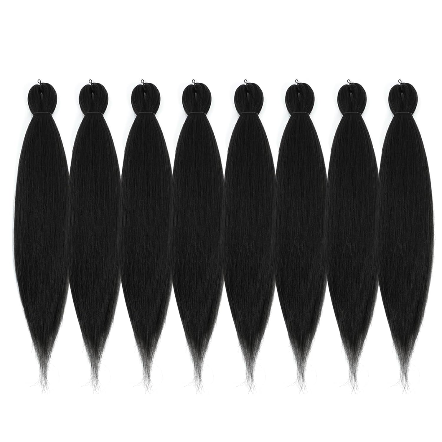 Pre-stretched Braiding Hair - 24 Inch 8 Packs Natural Black Long Braiding Hair For Twist or Box Braids, Yaki Texture Hot Water Setting Synthetic Crochet Hair Extensions (24 Inch, 1B-8P) - Image 8