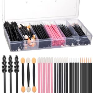 300pcs Disposable Makeup Tool Kit,Brow brush/Mascara brush/Lip Applicators/Eyeshadow applicators/Eye liner brush,JASSINS Makeup Disposable Accessories With Organizer Box