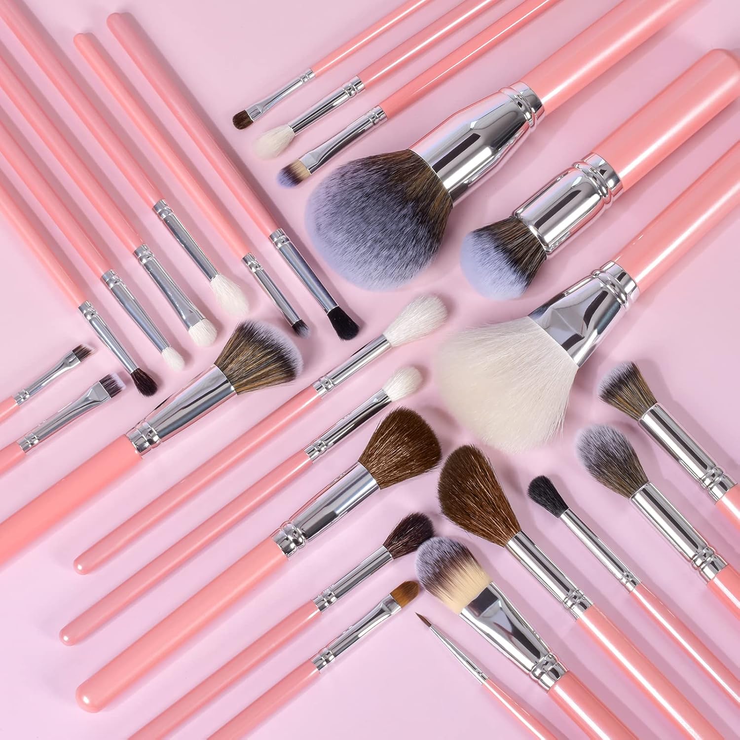 Bueart Design 26-Piece Pearl Pink Natural Goat Hair Makeup Brush Set - Image 5