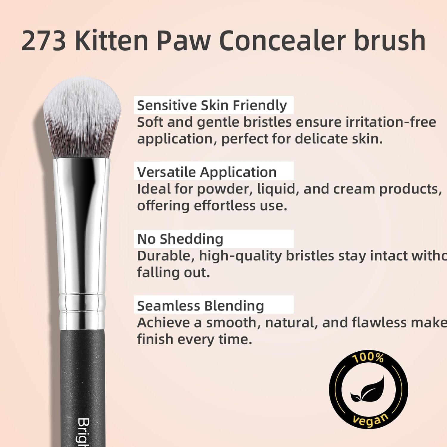 Concealer Brush Under Eye Kitten Paw Makeup Brush Soft Synthetic Bristles for Liquid Cream Powder Eye Concealer Eyeshadow Blending Covers Blemishes Imperfections & Dark Circles Face Brush 273 - Image 3