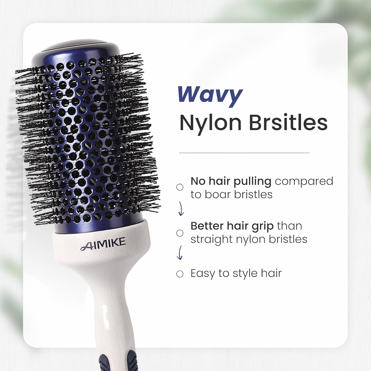 AIMIKE Nano Ionic Tech Large Round Brush, Ceramic Brush for Blow Drying, Styling and Boosting Volume, Natural Wood Handle - 2 Inch/52mm - Image 4