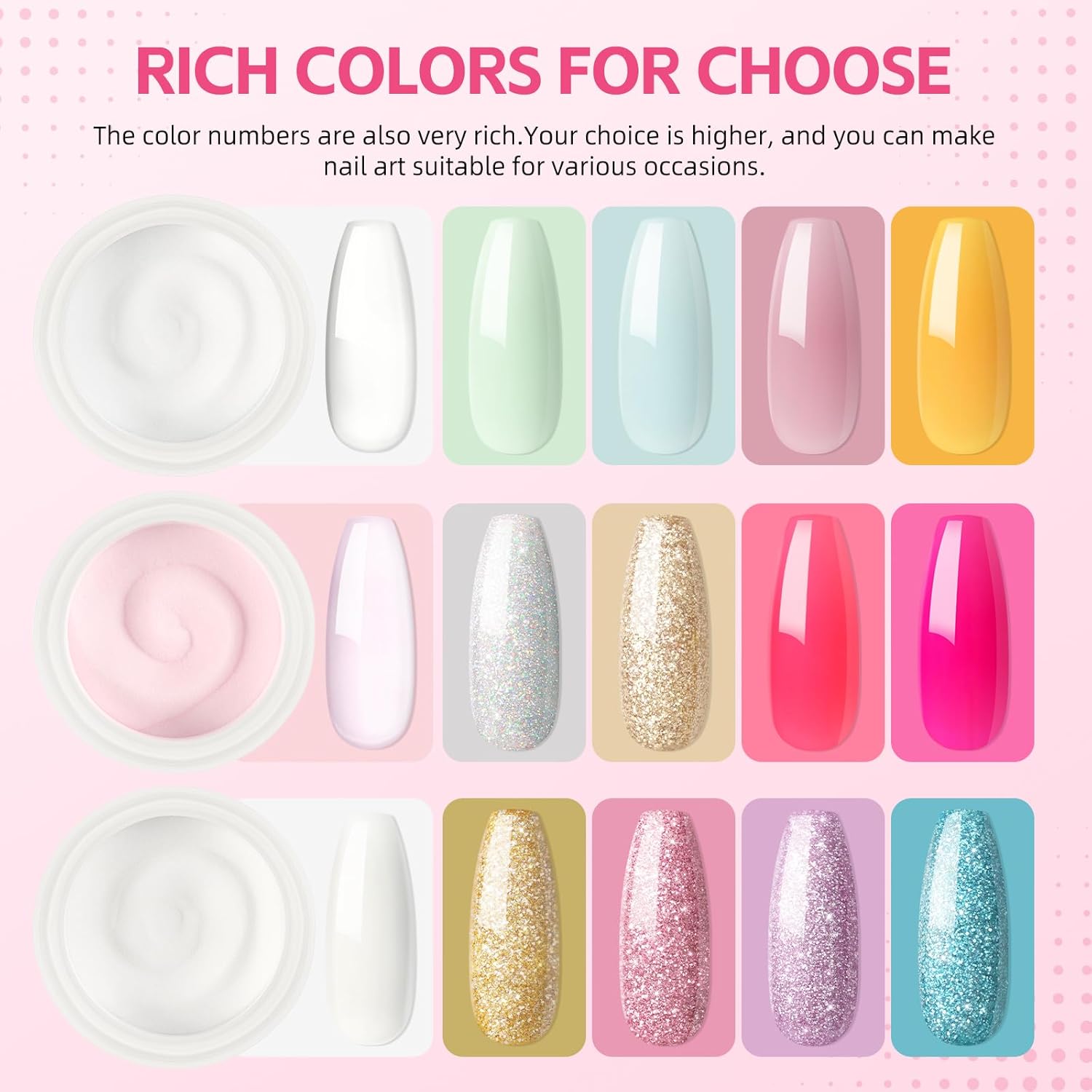 Acrylic Nail Kit for Beginners with Everything Nails Kit Acrylic Set with Drill and U V Light Professional Acrylic Powder Glitter Decorations Rhinstones Nail Starter Kit Gifts for Women - Image 7