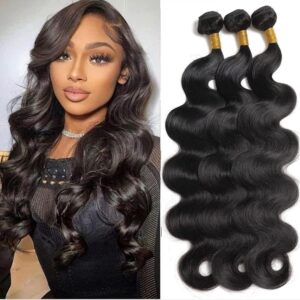 Human Hair Bundles Body Wave Bundles Human Hair 18 20 22 Inch 12A Grade 100% Unprocessed Brazilian Virgin Hair Body Wave 3 Bundles Human Hair Extensions for Black Women Natural Color