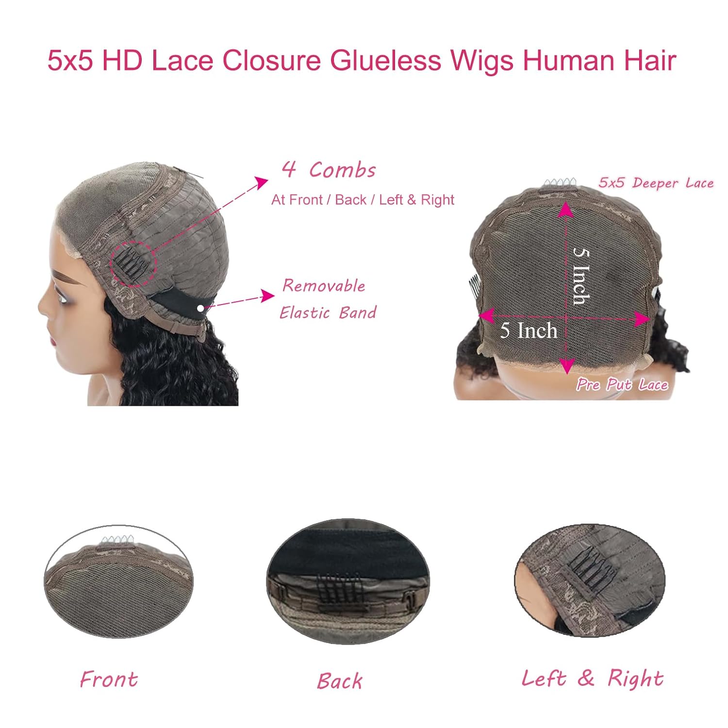 Highlight Ombre 4/27 Human Hair Wear and Go Glueless Wigs Deep Wave Curly Wet and Wavy Lace Front Pre Plucked Pre Cut 5x5 HD Lace Closure Wigs for Black Women (highlight ombre 4/27, 22 Inch) - Image 4