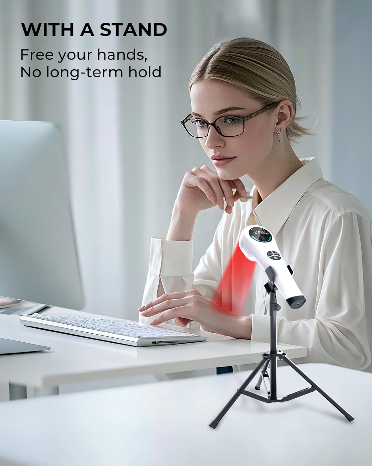 Cold Laser Red Light Therapy Wand with Stand, Infrared Light Therapy Device Targets Sore Muscles & Joints Issues, Hand-held lllt Low Level Laser Pain Relief Machine (4 * 808nm+14 * 650nm) - Image 5
