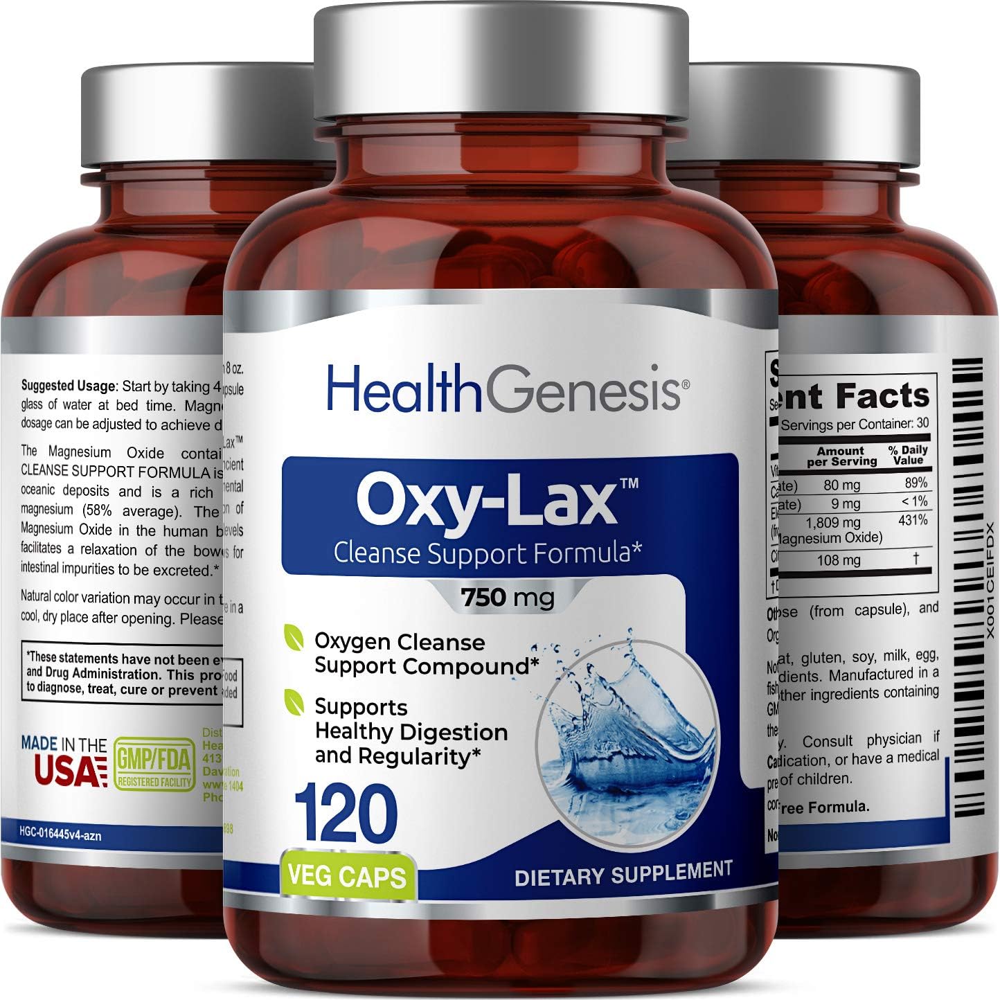 Oxy-Lax 750 mg 120 Vcaps - Natural Magnesium Oxide Oxygen Based Colon Cleanse Gentle Laxative Supports Healthy Digestive Tract Regularity - Image 4
