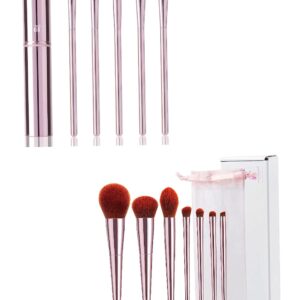 5Pcs Eyeshadow Brush Set, 7Pcs Premium Makeup Brushes, Portable Eye brushes, Premium Eye Makeup Brush, Foundation Brush, Make Up Brushes, Blush Brush, Eye Brush Tools for Beginners by YUESHENNAN(pink)
