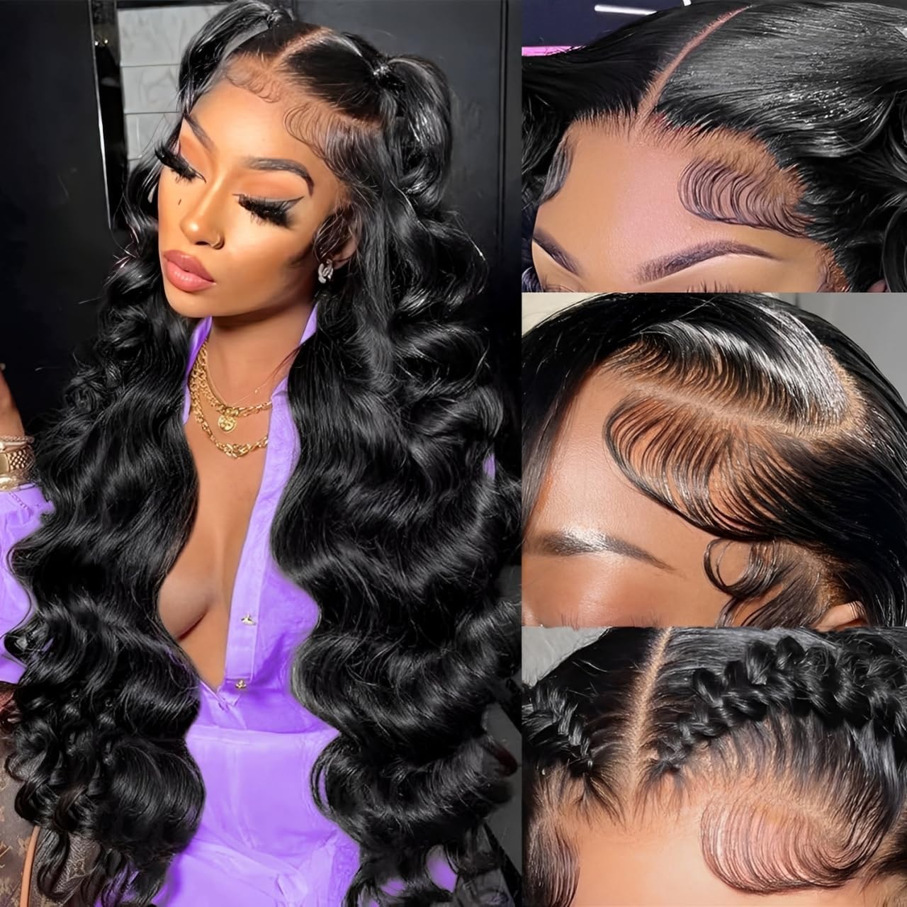32 Inch 13x6 Lace Front Wigs Human Hair 200 Density Body Wave HD Lace Front Wigs Human Hair Pre Plucked Natural Color Glueless Wigs for Women