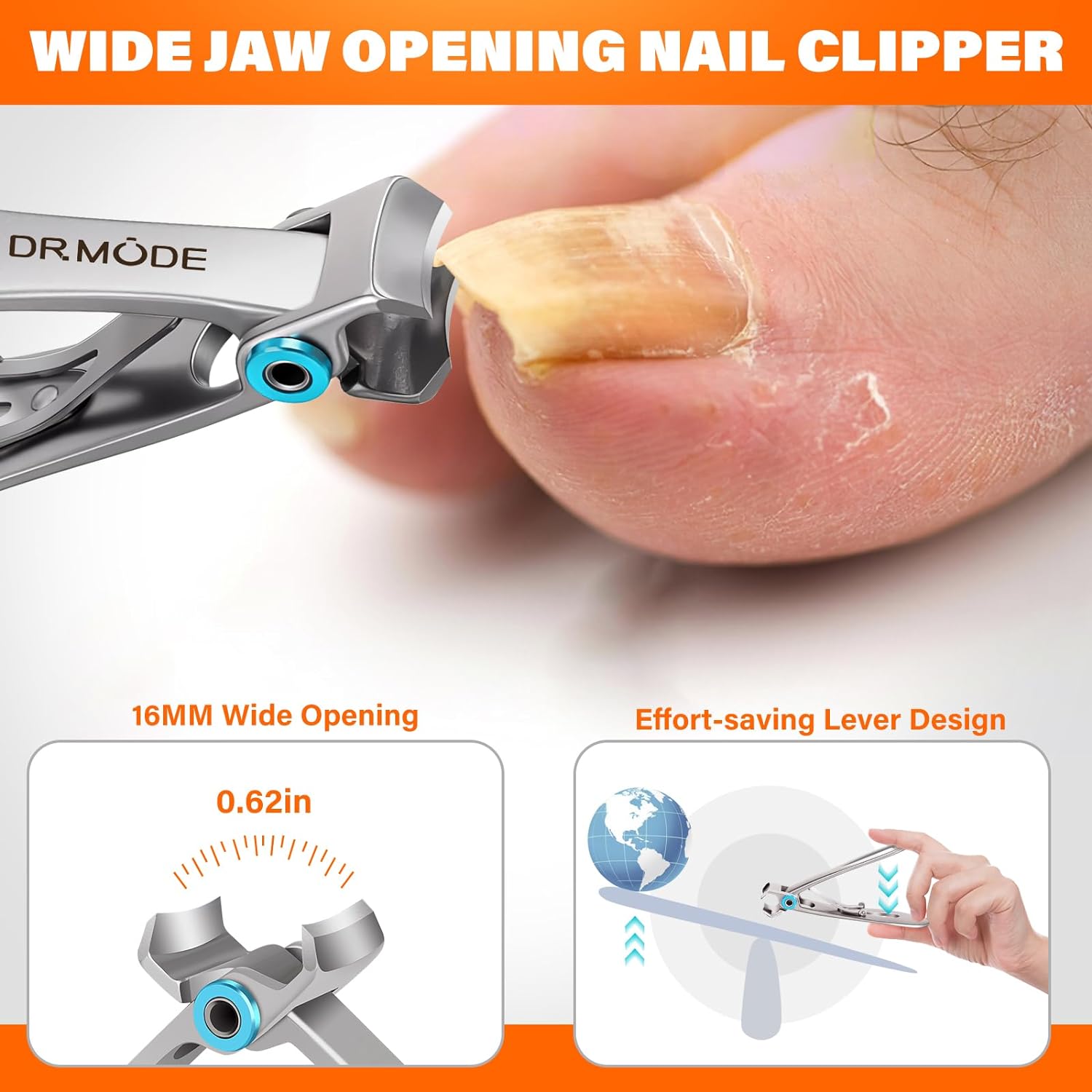 Toenail Clippers for Seniors Thick Toenails, Heavy Duty Large Toe Nail Clippers for Men Thick Nails with Wide Opening, Sharp Ingrown Toenail Clippers Nail Cutter Long Handle with Slanted Curved Blade - Image 3