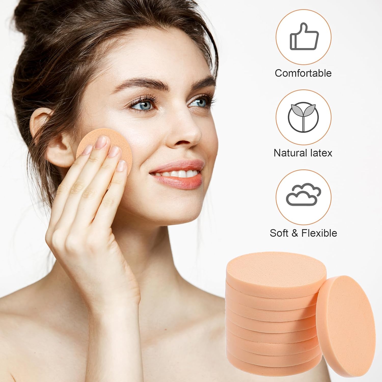 12 Pcs Nude Round Make Up Sponges for Face Cosmetic Sponge Makeup Pads Powder Sponge Beauty Makeup Foundation Powders Blender for Liquid Foundation Cream Concealer, Wet and Dry Dual Use - Image 4