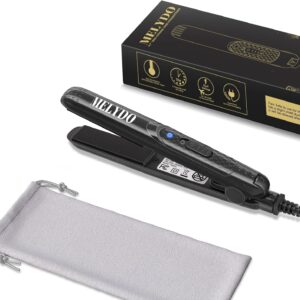 Mini Flat Iron, Ceramic Tourmaline Small Hair Straightener for Short Hair/Bangs, Dual Voltage Travel Hair Straightener, Portable Mini Straightener with Storage Pouch(Black)