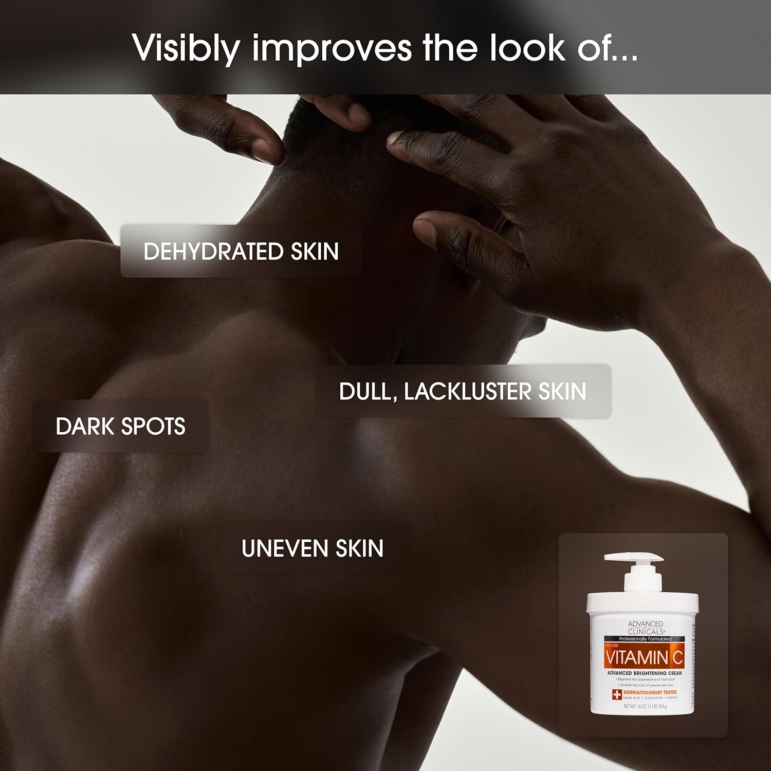 Advanced Clinicals Vitamin C Cream Visibly Brightening Body Lotion | Vitamin C Moisturizer Skin Care Body Cream For Women & Men Helps Visibly Improve Look Of Dark Spots & Uneven Skin Tone, 16 Ounce - Image 3