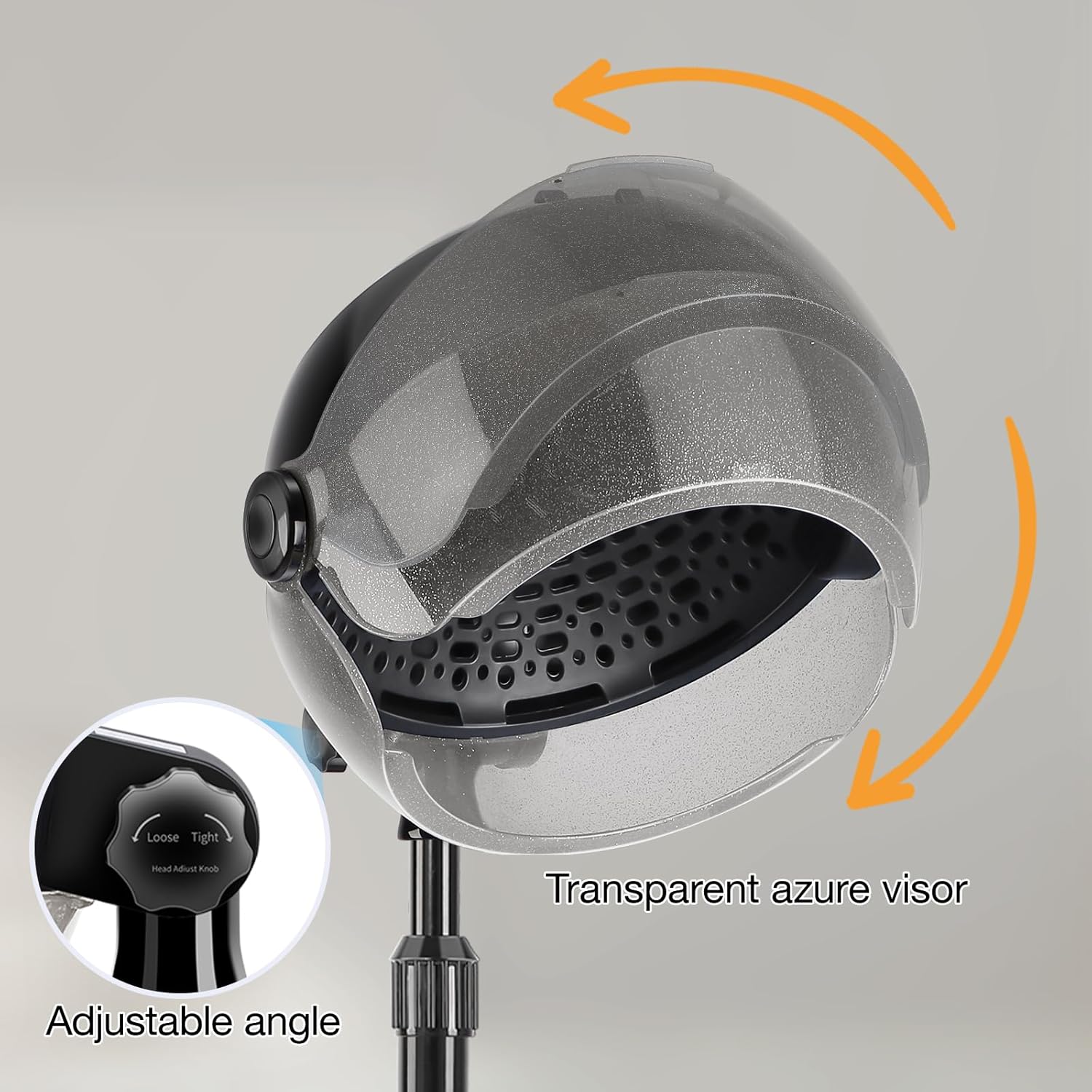 Hooded Hair Dryer, Adjustable Stand Hair Dryer on Wheels,Professional Ionic Bonnet Dryer with 3 Temperature Settings, for Salon, Spa or at Home Use - Image 5