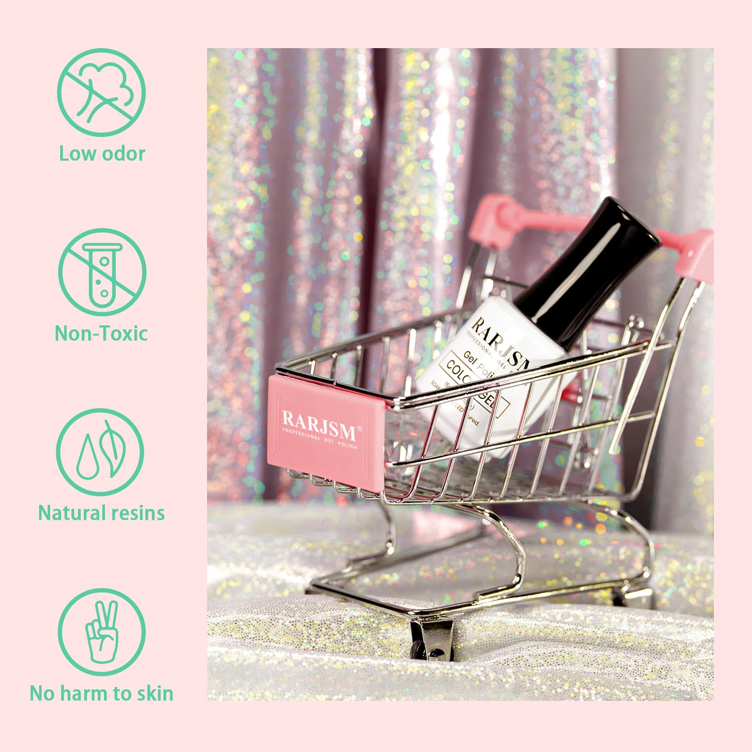 RARJSM Glitter Gel Nail Polish Pink Yellow Green Patel Spring Summer Color Big Flakes Gel Polish Sparkly Chunky Clear Shimmer Pigments Soak off Led UV Curing Required for Home Salon Manicure 15ml - Image 5