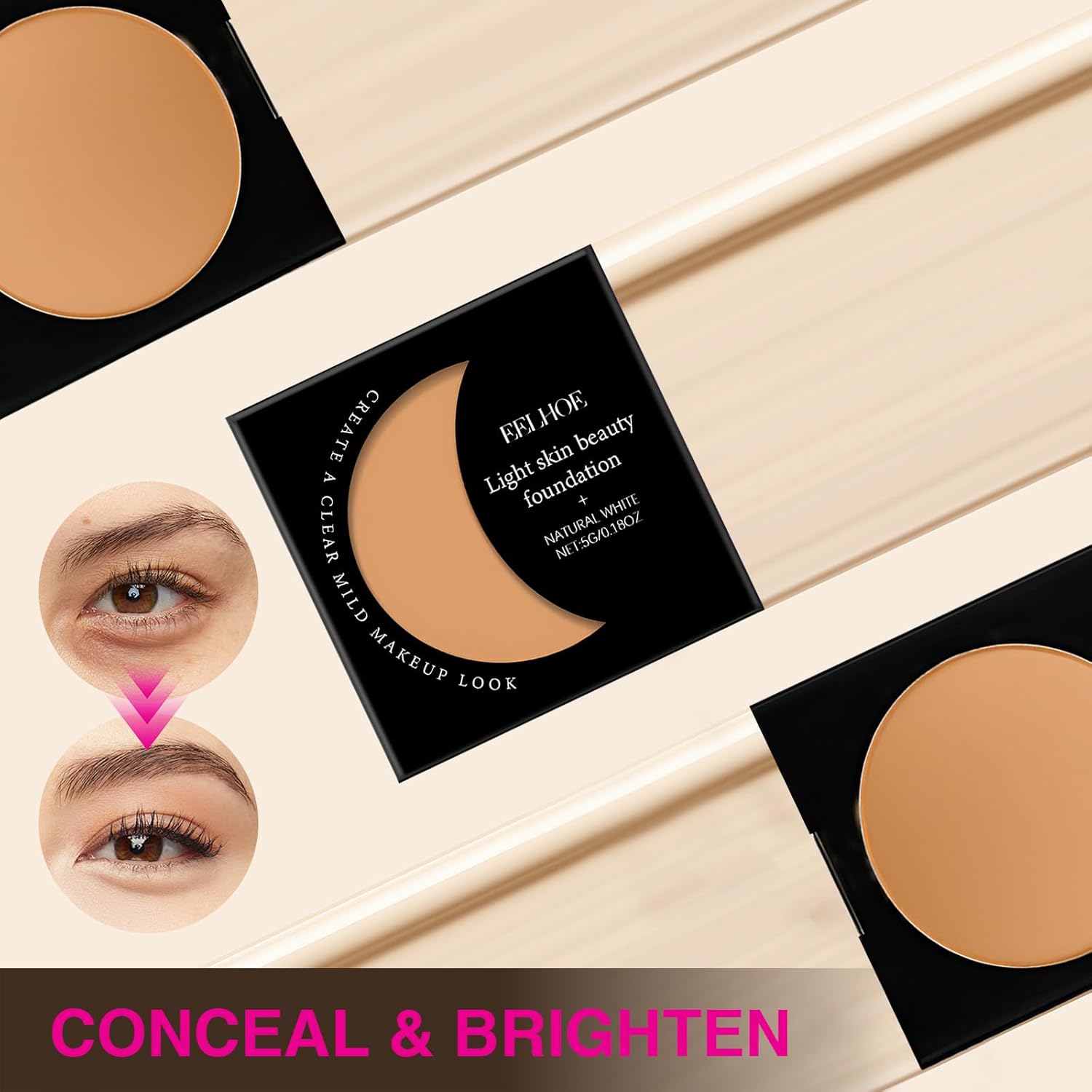 Inauguratei Under Eye Brightener,Neutraln Under Eye Brightener,Eye Brightener,Under Eye Concealer, Color Corrector For Dark Circles, Waterproof Under Eye CC Concealer (Beige, 1PCS) - Image 5