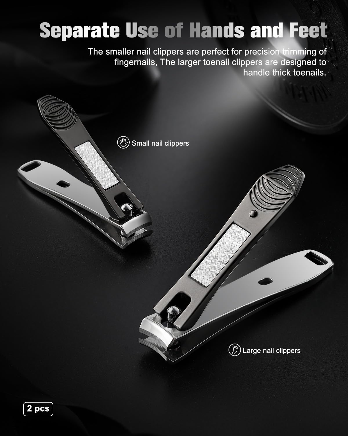 FERYES 2 Pack Nail Clippers - Sharp Nail Trimmers for Men Women Adult, Stainless Steel Fingernail & Toenail Clippers for Thick Nails - Image 4