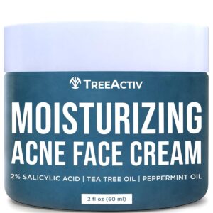 TreeActiv Acne Cream Original Formula, 2 fl oz, 2% Salicylic Acid Face Moisturizer for Oily Skin, Skin Care Acne Formula for Cystic Acne Treatment, Hydrating Face Moisturizer for Acne Prone Skin