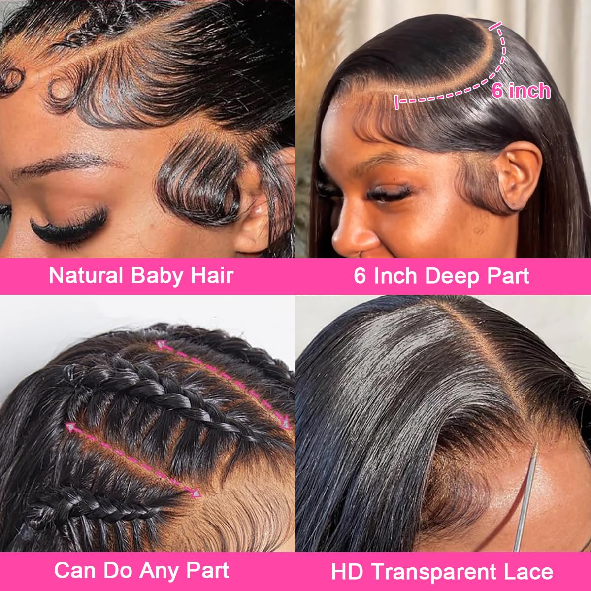 30 Inch 13x6 Lace Front Wigs Human Hair 200 Density Straight HD Lace Front Wigs Human Hair Pre Plucked 13x6 Lace Frontal Straight Human Hair Wigs for Women Glueless Wigs Human Hair Natural Color - Image 2