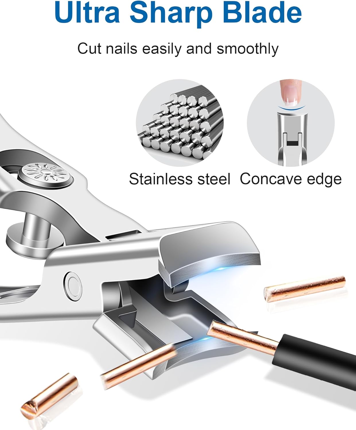Nail Clippers for Seniors Thick Nails - Sharp Heavy Duty Large Wide Jaw Fingernail and Toenail Clippers with Catcher, for Adults, Men & Women (Silver) - Image 2