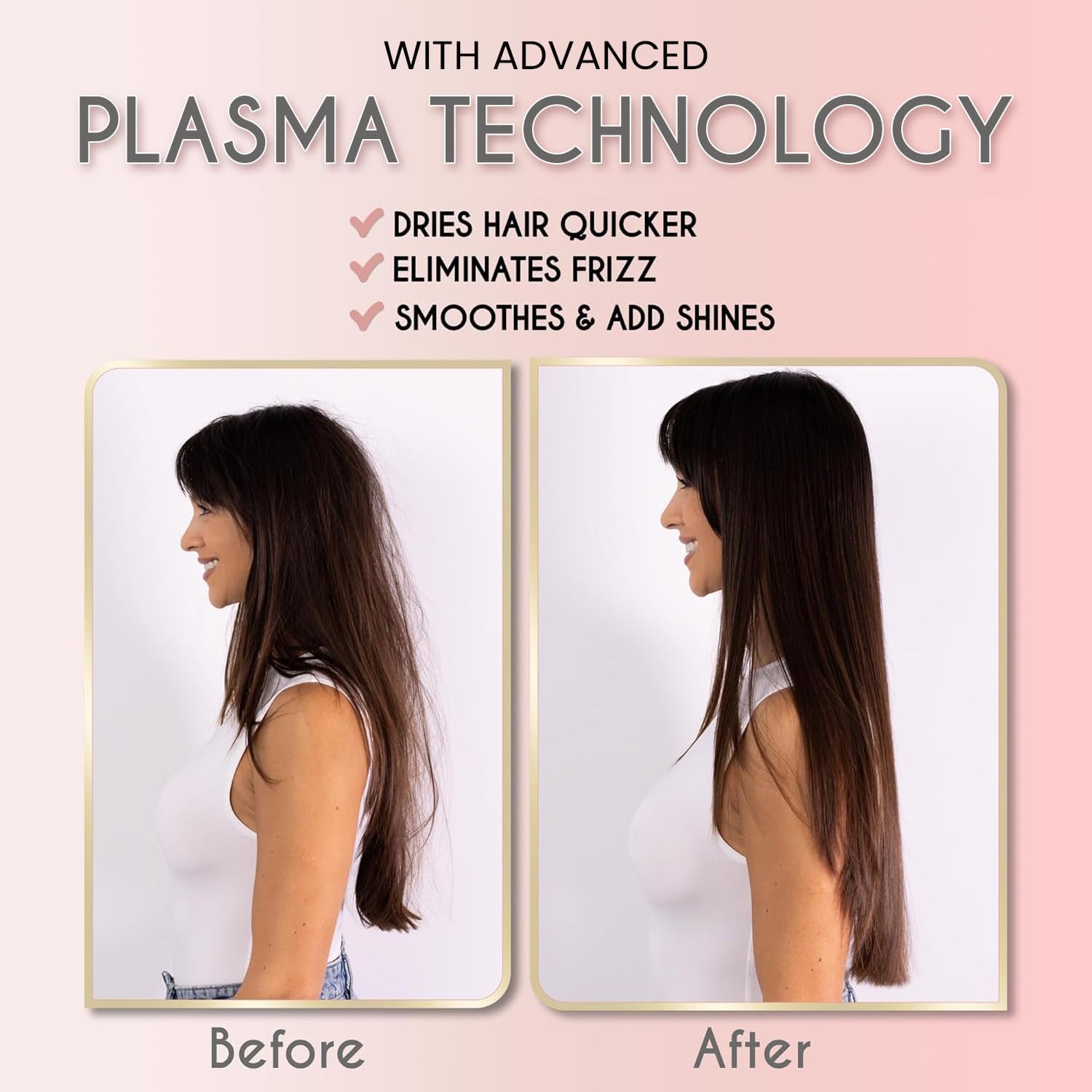 ELLA BELLA® Compact Plasma Hair Dryer, Advanced Plasma Technology Blow Dryer with Digital Display, Rapid Drying, Low Noise, & Luxury Velvet Travel Bag - Includes Diffuser & Nozzle- for All Hair Types - Image 2