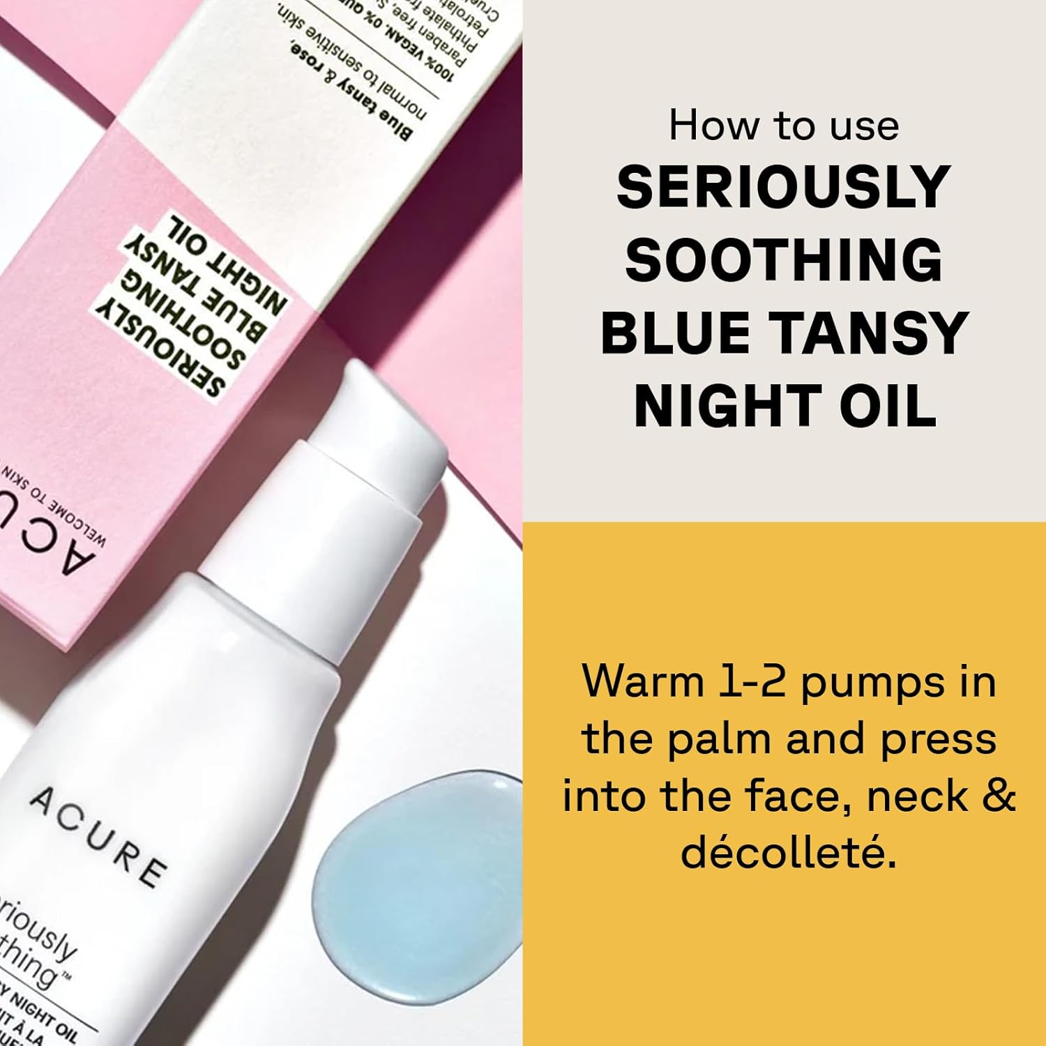 Acure Seriously Soothing Tansy Night Rose Oil - Soothes, Deep Hydrate & Moisturize Dry, Acne Prone, Sensitive Skin - Antioxidant Night Cream Serum Oil Blend with Blue Tansy & Rose - 100% Vegan, 1 oz - Image 4