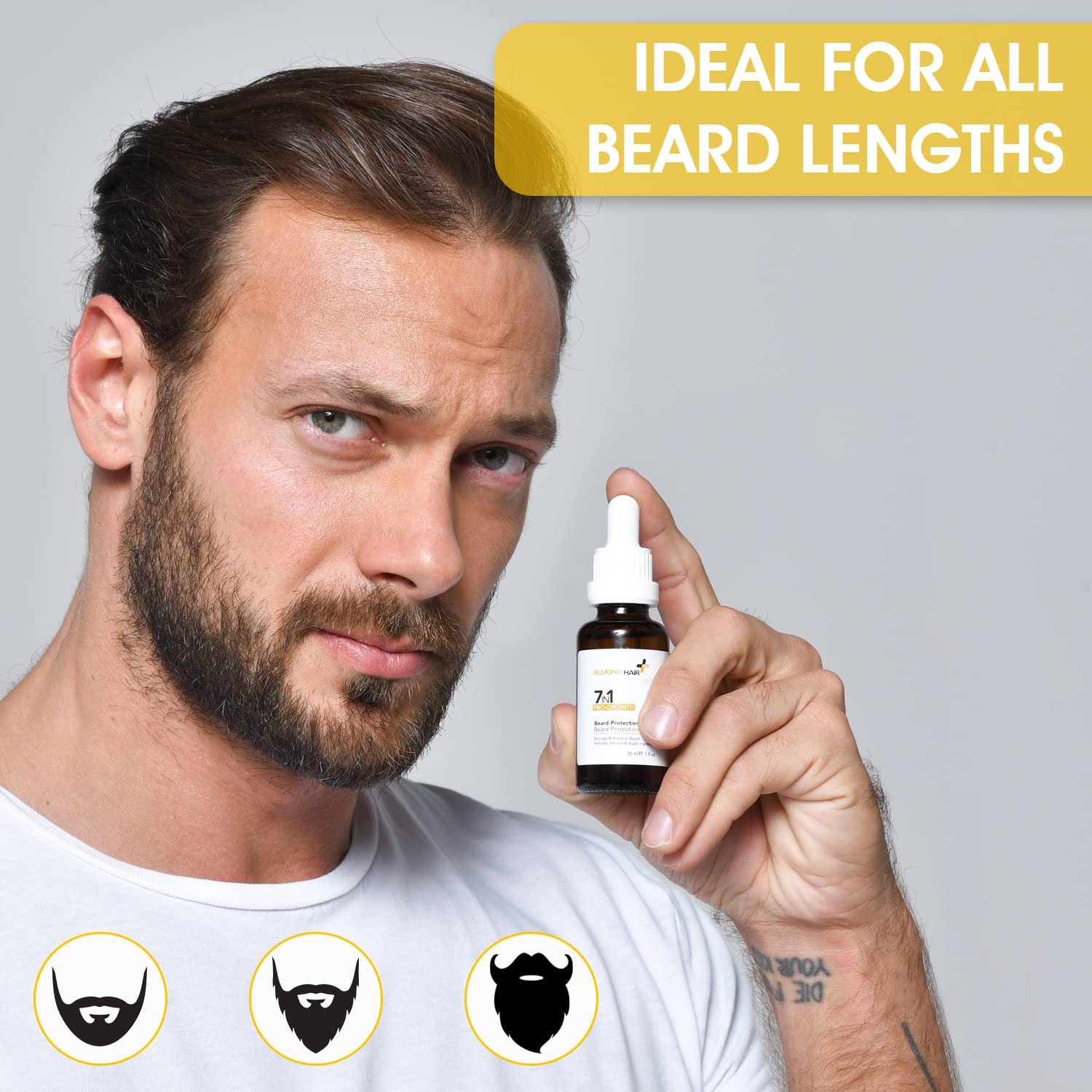 Beard Oil – 1fl oz 7-in-1 Protective Beard Oil for Men – Vegan Natural Ingredients – Nourishing Beard Growth Oil – Leave-In Beard Conditioner with Jojoba Oil, Castor Oil, Sweet Almond Oil - Image 6