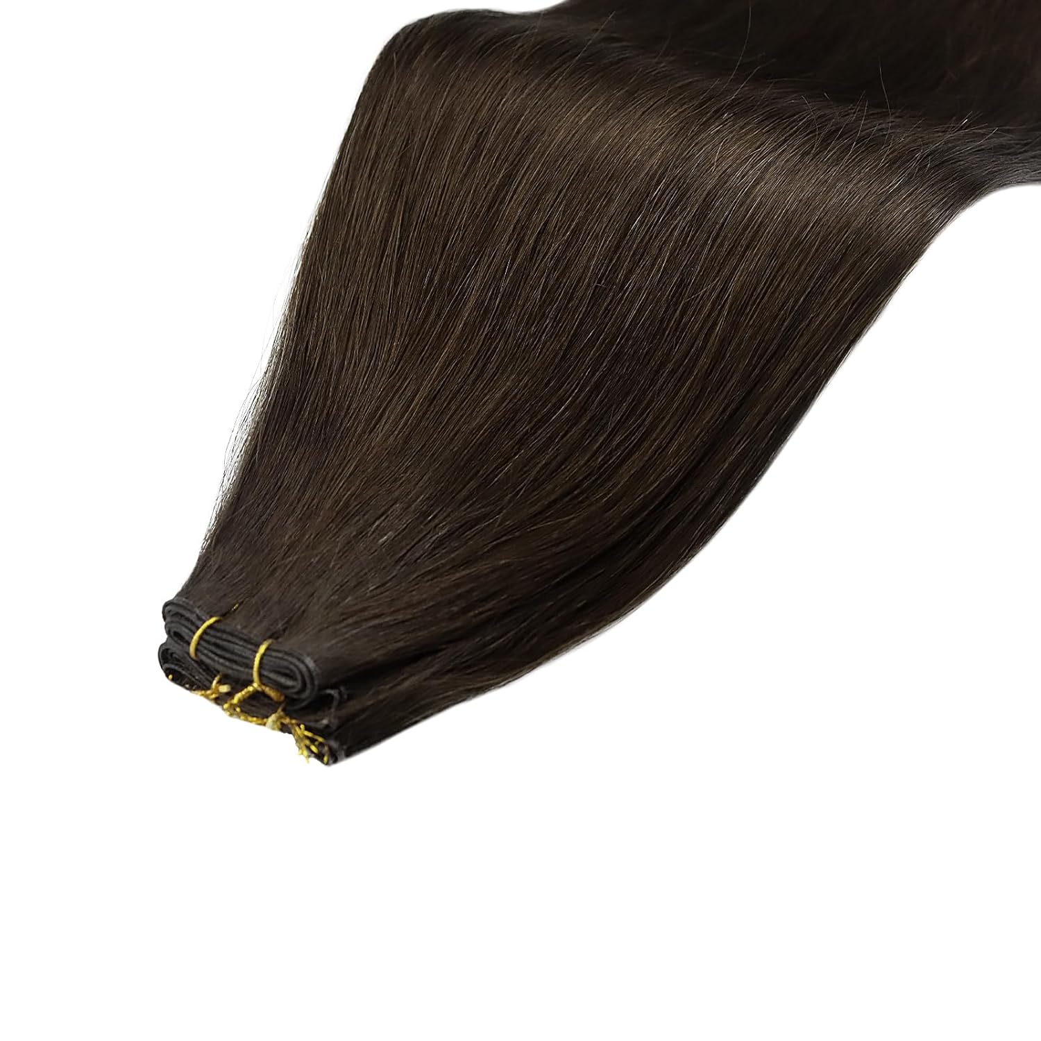 Full Shine Sew in Hand Tied Weft Hair Extensions Weft Extensions Human Hair Remy Human Hair Dark Brown Wefts Brazilian Hair For Women Invisible Weave Color #2 60 Gram 22 Inch - Image 7