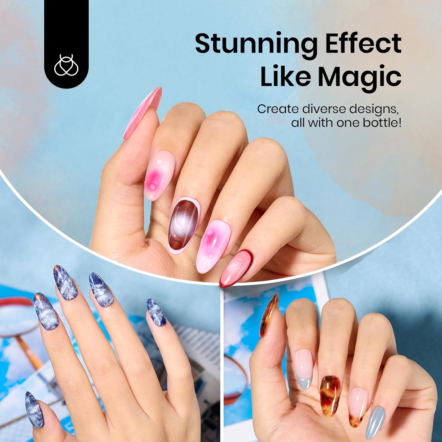 Beetles Blooming Gel Nail Polish, 20ml Hema-Free Clear UV LED Blossom Gel Polish for Spreading Effect Marble Natural Stone Watercolor Floral Soak off Uv DIY Manicure Large Capacity - Image 2