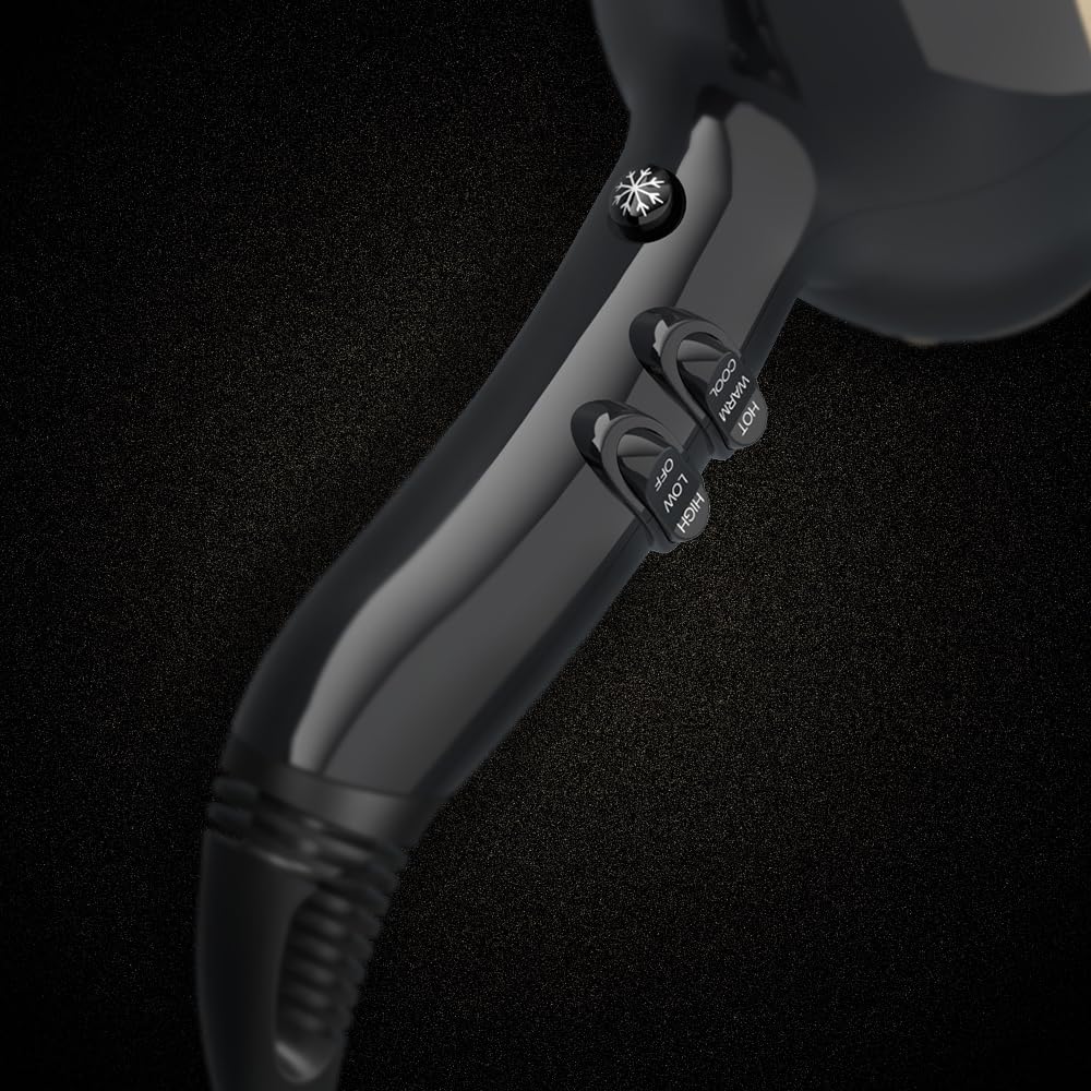 Salon Hair Dryer 1875W Professional Negative Ionic Blow Dryer for Home Use, 2 Speed and 3 Heat Settings Fast Drying with Diffuser and Comb and Nozzel Mid-Size Black Color - Image 5