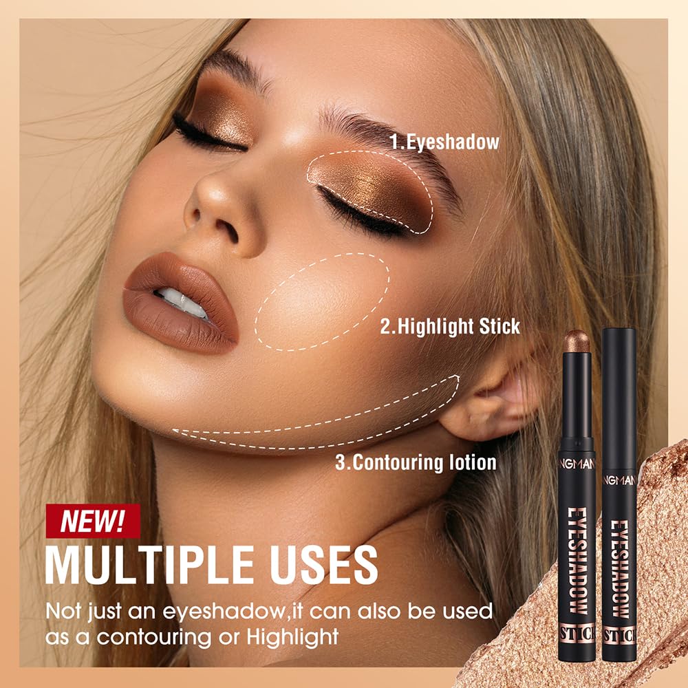 Jolilab Eyeshadow Stick Set, 8 Colors Matte Professional Bright-Colored Contouring and Highlight Eyeshadow Stick, Cream Waterproof Long Lasting High Pigmented Eye Shadow. (8, EYESHADOW B) - Image 4