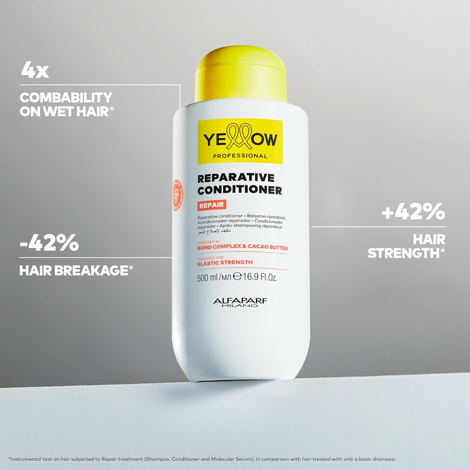 Alfaparf Milano Yellow Professional Bond Repair Conditioner for Damaged Hair - Reparative & Moisturizing Conditioner - Strengthens, Repairs, Protects, Hydrates Hair - Vegan (16.9 fl oz / 500ml) - Image 2