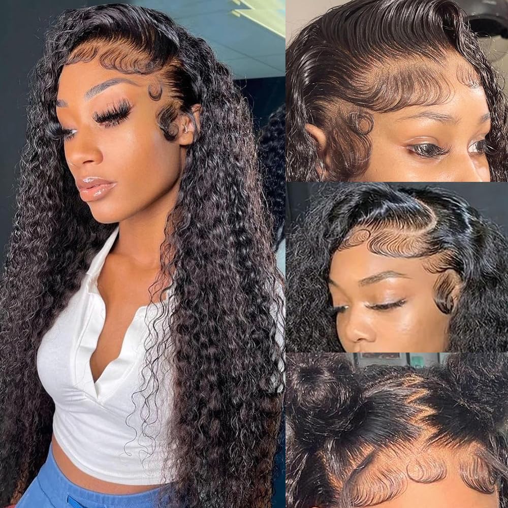 34 Inch 13x6 Lace Front Wigs Human Hair Water Wave Hd Lace Frontal Wigs Human Hair Wet And Wavy Pre Plucked With Baby Hair 200 Density Natural Color - Image 2
