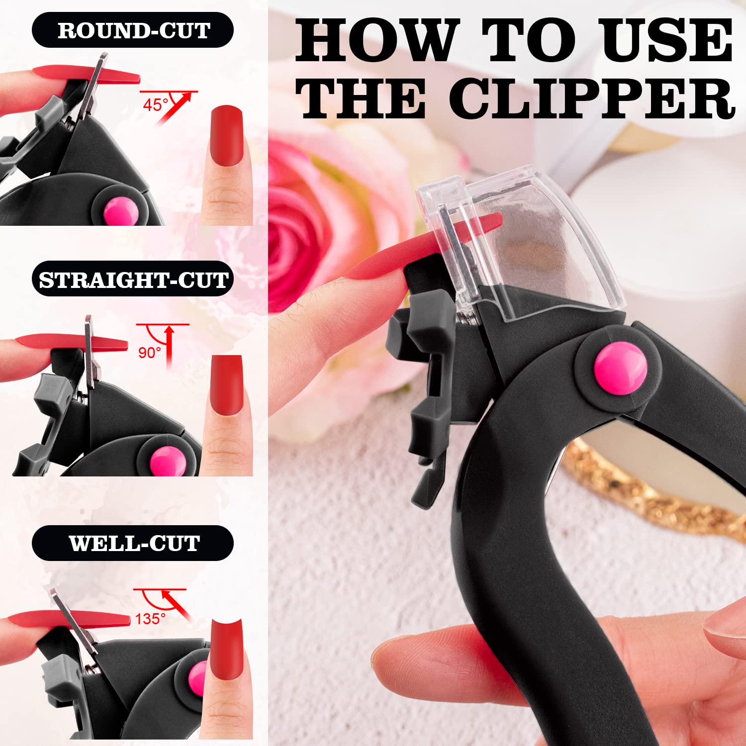 Black Stainless Steel Adjustable Nail Clippers with Built-in Sizer and Catcher - Image 3