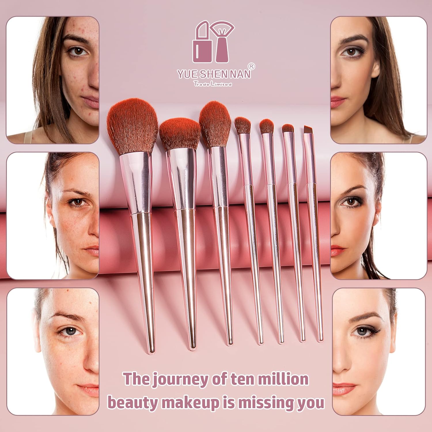 5Pcs Eyeshadow Brush Set, 7Pcs Premium Makeup Brushes, Portable Eye brushes, Premium Eye Makeup Brush, Foundation Brush, Make Up Brushes, Blush Brush, Eye Brush Tools for Beginners by YUESHENNAN(pink) - Image 3