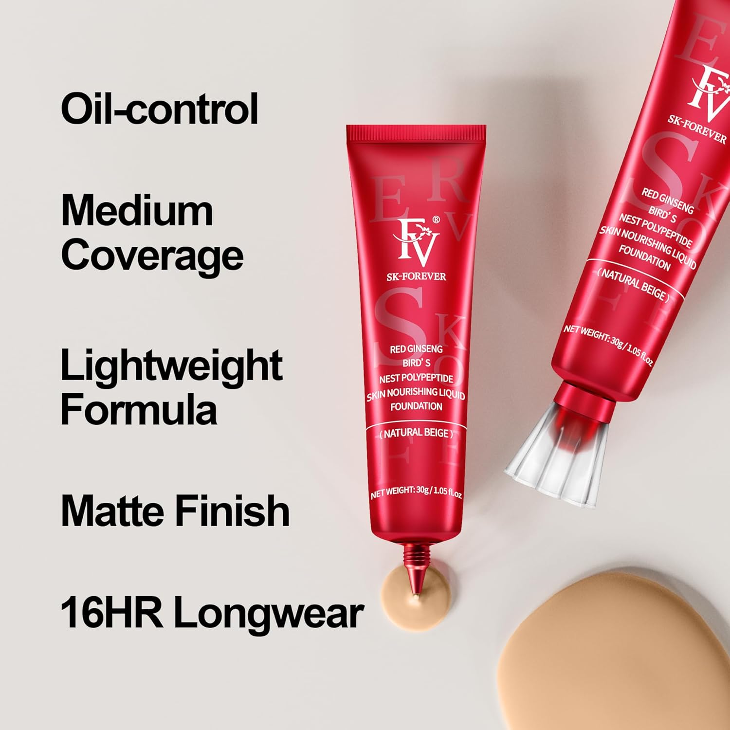 FV Waterproof Foundation, Medium Coverage, Oil-free & Long Lasting, Lightweight, Matte Foundation for Oily/Normal Skin, Transfer Proof Liquid Foundation Makeup, 30g, Ivory - Image 6