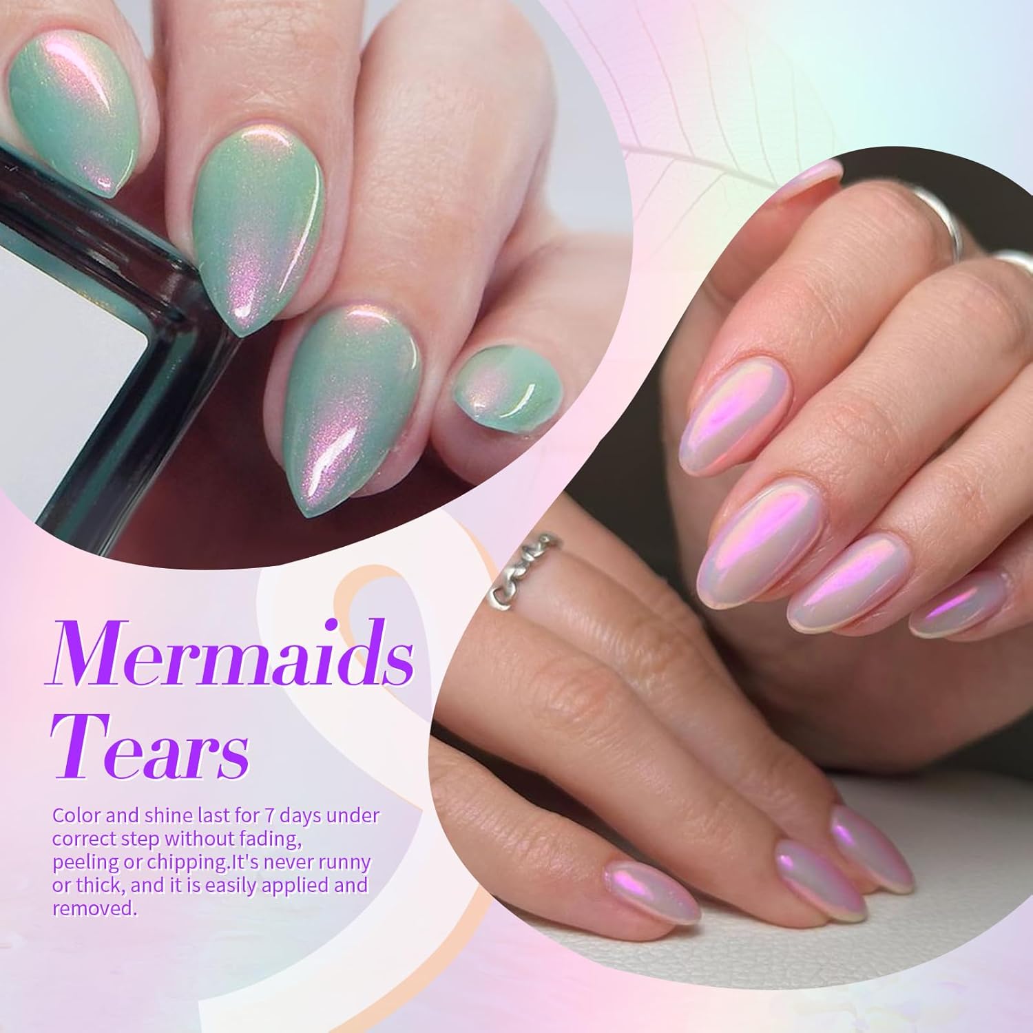 Born Pretty Pearl Nail Polish Set, 6 Colors Ombre Pearl Shimmer White Pink Purple Mermaid Nail Polish Quick Dry Spring Summer Finger 10ml 0.34oz Shell Glitter Nail Lacquer Set - Image 4