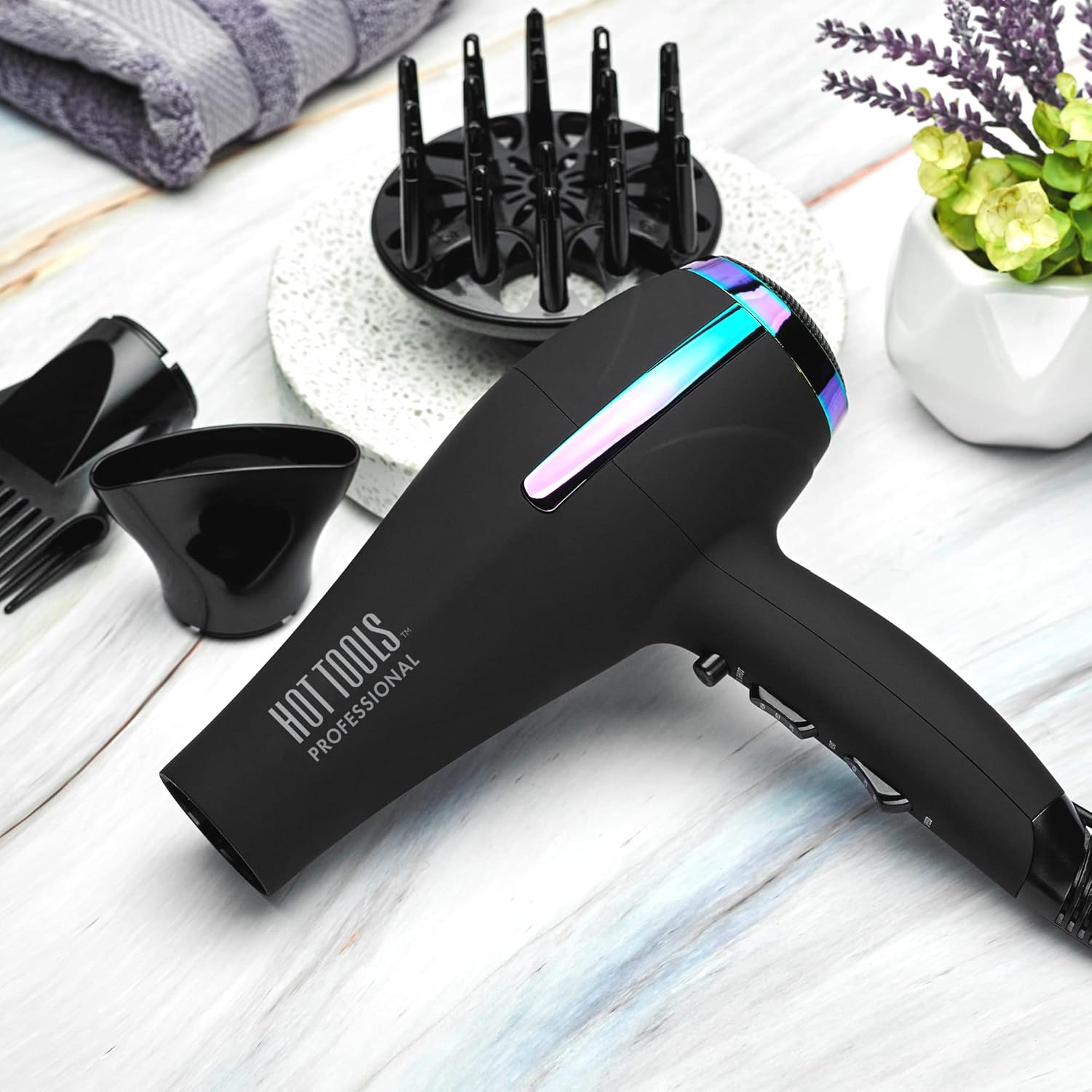 HOT TOOLS Professional Rainbow Turbo Ceramic Hair Dryer | Less Frizz, for Shiny, Healthy-Looking Hair | Powerful and Quiet Blowouts for Fast & Easy Styling (1875 Watts) - Image 5