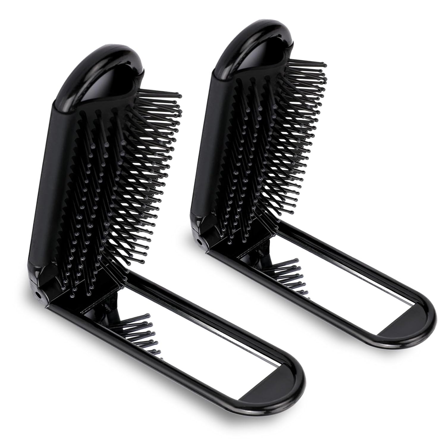 Travel Hair Brush with Mirror and Massage Comb - 2 Pack Foldable Compact Hair Styling Tools for Women and Men