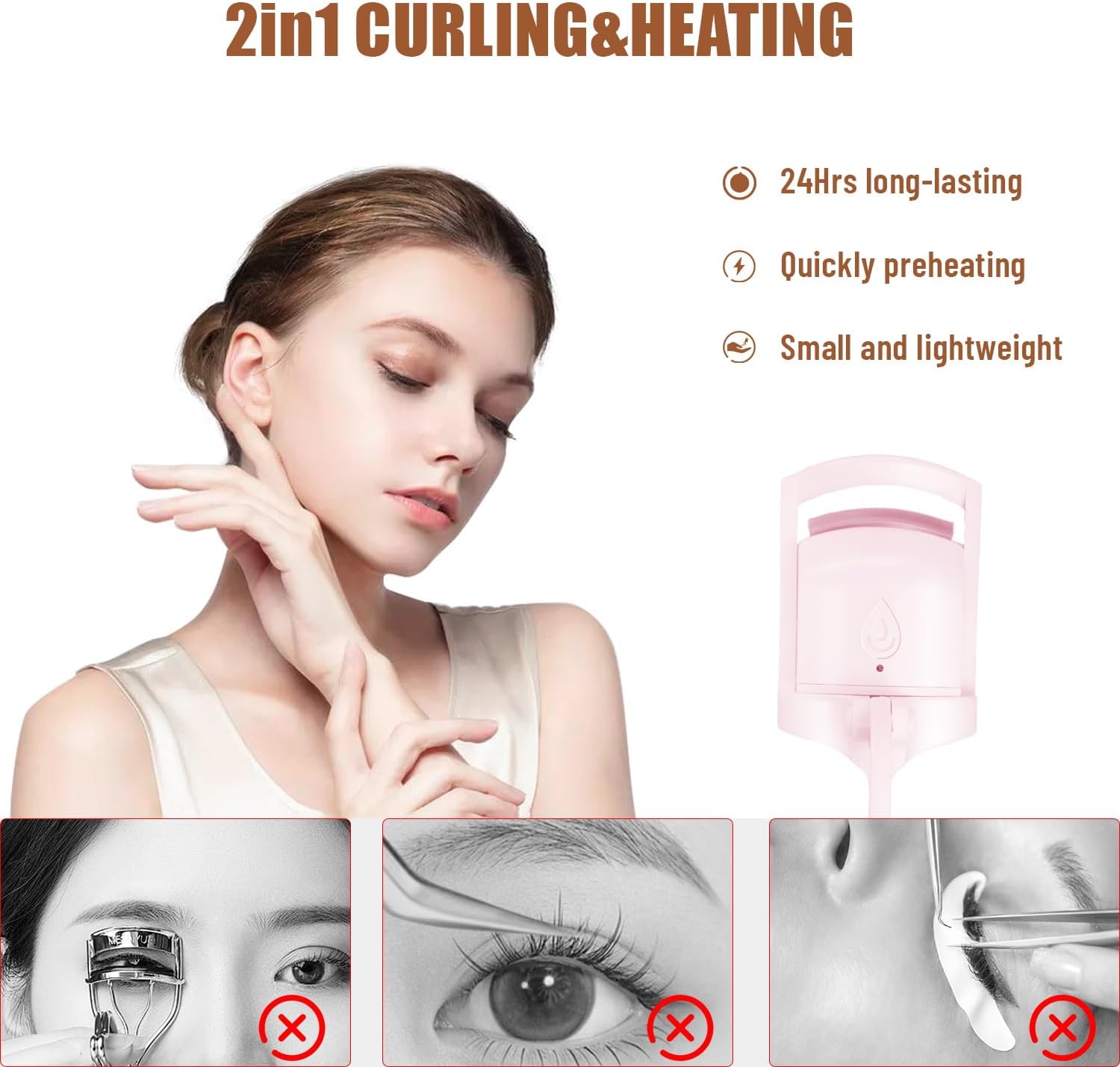 2025 C-Shaped Heated Eyelash Curler Fast Heat Up in 8s - Rechargeable Electric Eyelash Curler for 24-Hour Long Lasting Curls - Safe Anti-Burn Lash Curler Elevate Your Beauty with Stunning Lashes - Image 3