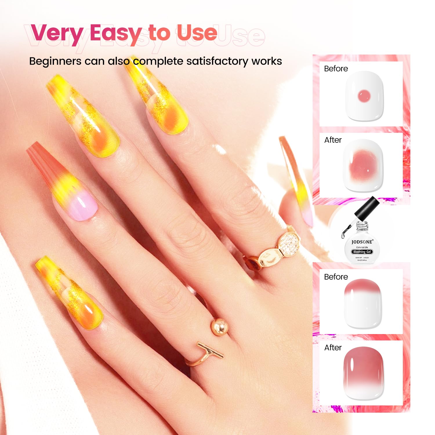 JODSONE 10ML Blooming Gel Nail Polish Clear Marble Nail Nail Art Accessories for Spreading Effects, Floral Print, Watercolor Design for Women - Image 5